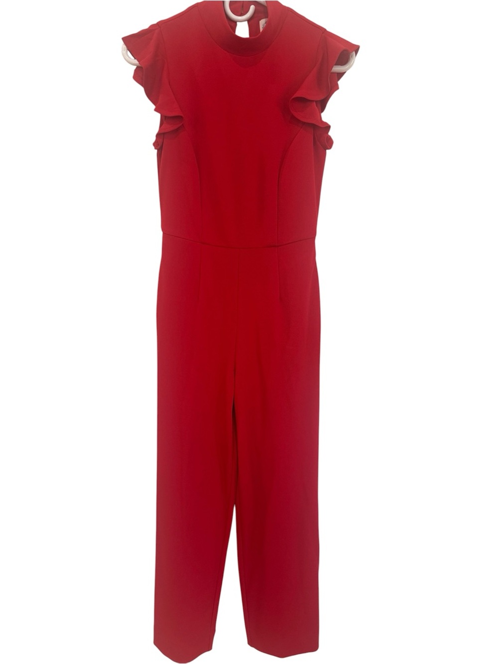 Blue Rain Red Ruffle-Sleeve Jumpsuit
